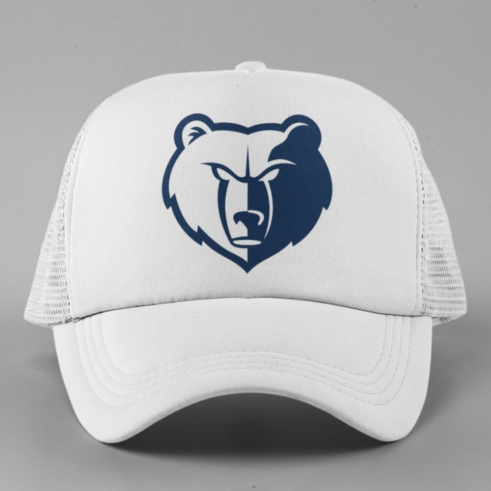 NEW Memphis Grizzlies Bear Head Face Logo Foam Trucker Mesh Snapback Hat WHITE